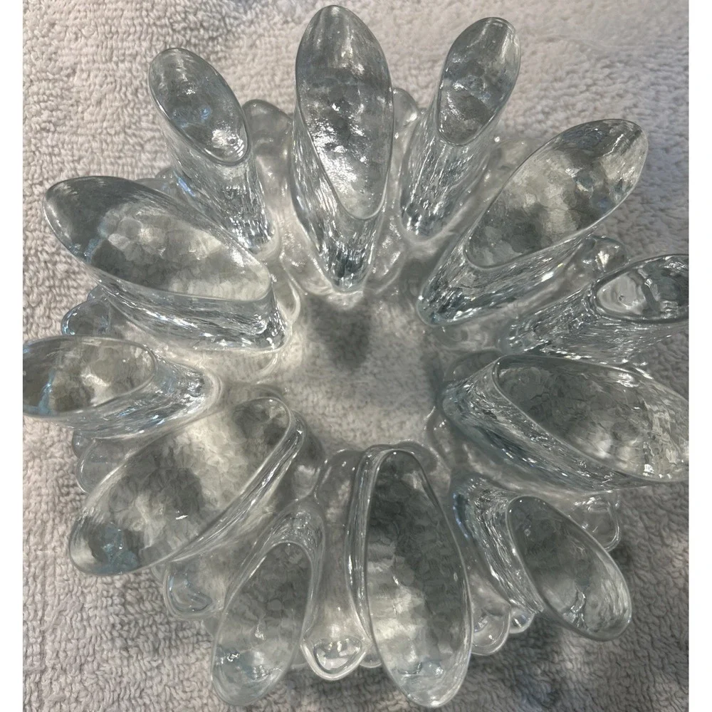 Vintage Glass Art Heavy Trivet Teapot Warmer Candle Chunky Sculpture Ice